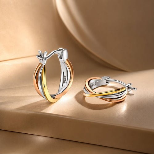 S925 Sterling Silver Earrings with Platinum, Rose Gold, and Gold Plating for Women
