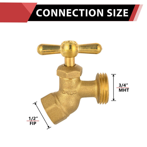 1/2" FIP x 3/4" MHT Brass No-Kink Hose Bibb (Lead Free)