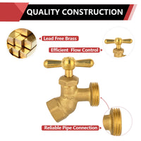 1/2" FIP x 3/4" MHT Brass No-Kink Hose Bibb (Lead Free)