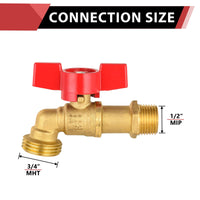 1/2" MIP x 3/4" MHT Brass Hose Bibb (Lead Free)