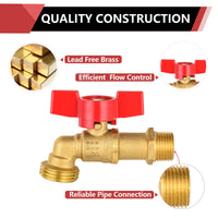 1/2" MIP x 3/4" MHT Brass Hose Bibb (Lead Free)