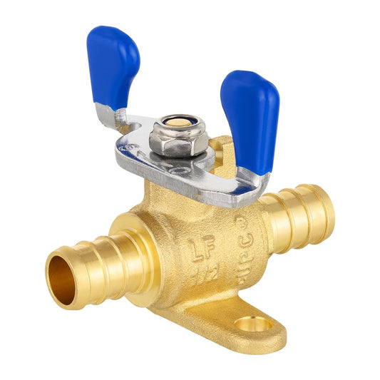 3/4" PEX Crimp Drop Ear Butterfly Ball Valve, Blue (Lead Free) Plumbingsell