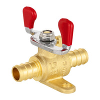 1/2" PEX Crimp Drop Ear Butterfly Ball Valve, Red (Lead Free)