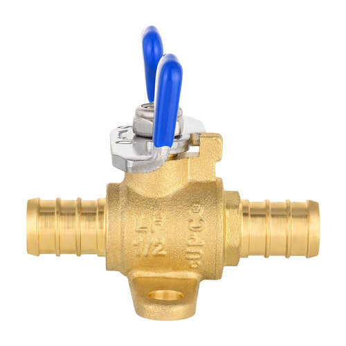 1/2" PEX Crimp Drop Ear Butterfly Ball Valve, Blue (Lead Free)