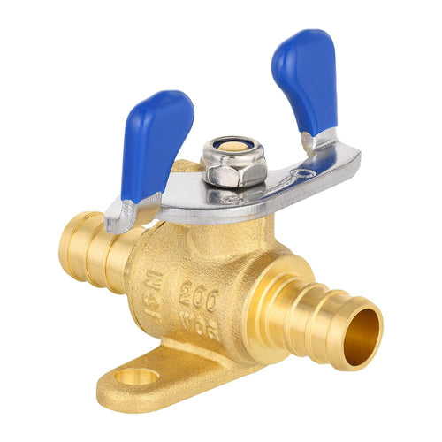 3/4" PEX Crimp Drop Ear Butterfly Ball Valve, Blue (Lead Free) Plumbingsell