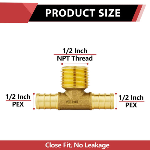 PEX-B Crimp Male Tee 1/2" PEX x 1/2" PEX x 1/2" Male Tee (Lead Free) Plumbingsell