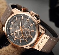 Men's Waterproof Elegant Sport Watch With Chronometers Day View, Leather  Belts And Hardlex Scratch Resistant Glass Perfect Gift For Him