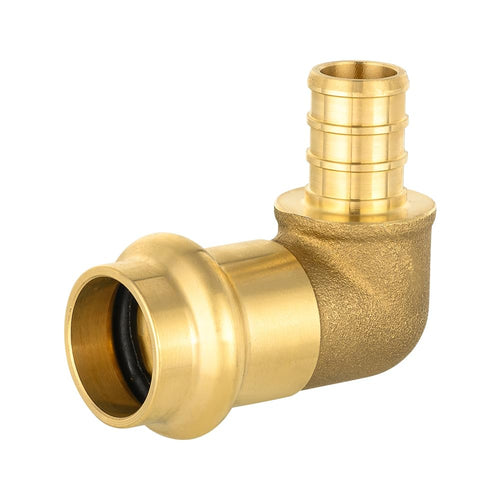 1/2" Copper Press x 1/2" PEX Crimp Brass Elbow (Lead Free)