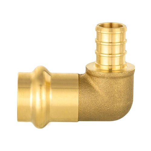1/2" Copper Press x 1/2" PEX Crimp Brass Elbow (Lead Free)