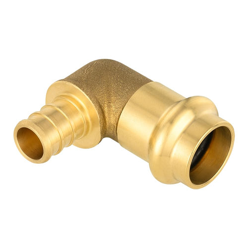 1/2" Copper Press x 1/2" PEX Crimp Brass Elbow (Lead Free)