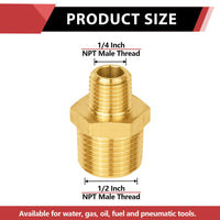 30 Pcs 1/2" X 1/4" Male NPT Brass Hex Connector