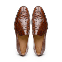 13-500-BRN ROMA Ostrich Quill Penny Loafer, Brown