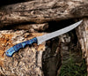 Knives with Belt Sheath – Handmade 8" Rasp Steel Sheep Horn Hunting Knife