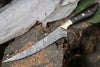 Damascus Fillet Knife – 13" Rosewood Handle & Leather Sheath
