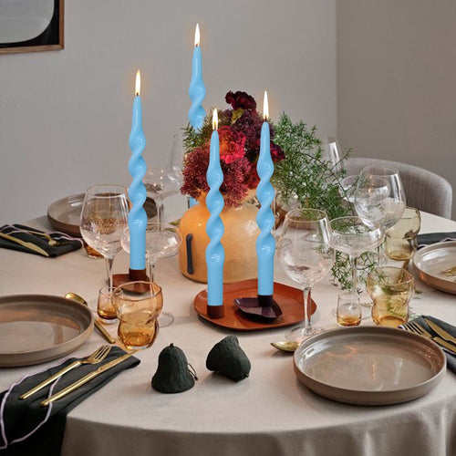 FCMSHAMD 9.8 Inch Spiral Taper Candles Set of 4 Burn Time 6 H Unscented Smokeless for Wedding Dinner Decoration Candle Sticks EasyOptionXY LLC