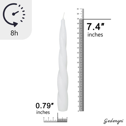 7.5 Inches Spiral Taper Candles White Twisted Candle Unscented Handmade Candles, Handmade Candlesticks for Wedding Dinner Decor, Set of 4 EasyOptionXY LLC