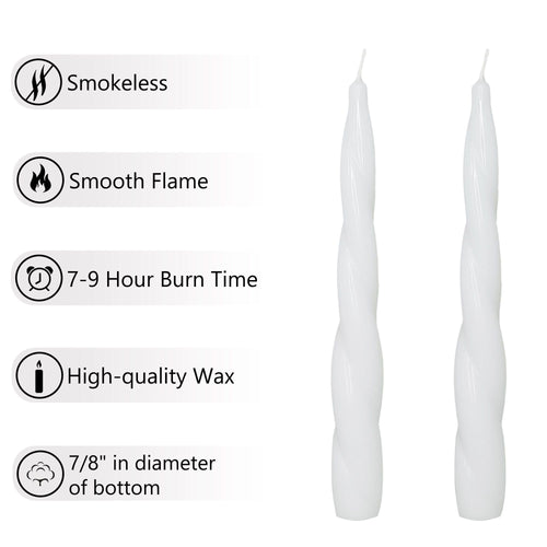 7.5 Inches Spiral Taper Candles White Twisted Candle Unscented Handmade Candles, Handmade Candlesticks for Wedding Dinner Decor, Set of 4 EasyOptionXY LLC