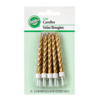Gold Metallic Candles - 2 1/2in. Tall (unscented) - 10 Pack (2811/9122) EasyOptionXY LLC