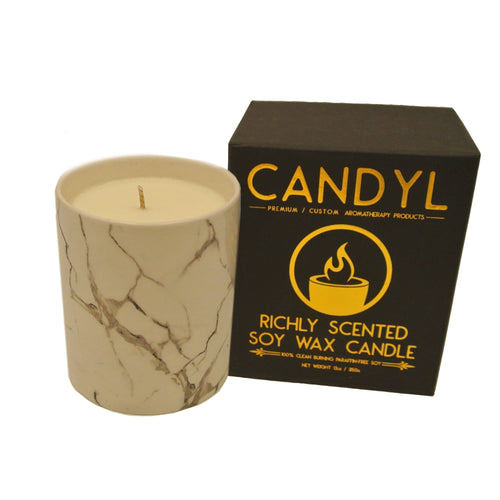 100% Soy Wax Candle in White Marble Ceramic Jar 15oz 60+ Hour EasyOptionXY LLC