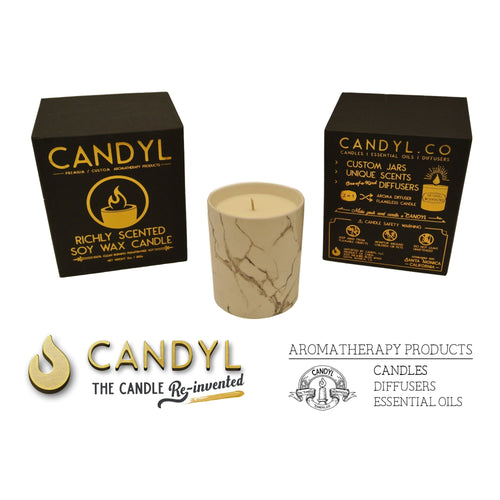 100% Soy Wax Candle in White Marble Ceramic Jar 15oz 60+ Hour EasyOptionXY LLC