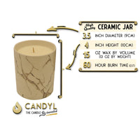100% Soy Wax Candle in White Marble Ceramic Jar 15oz 60+ Hour EasyOptionXY LLC