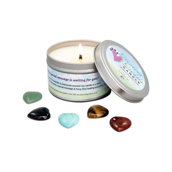Healing Hearts Memorial Soy Candle with Feng-Shui Keepsake Stone (Embed) Loss of Cat Gift with Sympathy Card Cat -Healing Hearts Pet Memorial Candle Bundle EasyOptionXY LLC