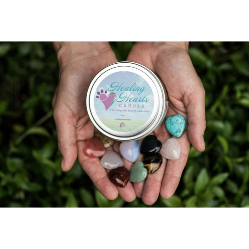Healing Hearts Memorial Soy Candle with Feng-Shui Keepsake Stone (Embed) Loss of Cat Gift with Sympathy Card Cat -Healing Hearts Pet Memorial Candle Bundle EasyOptionXY LLC