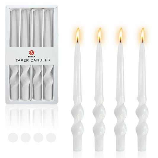 4pcs Tapered Candlesticks Spiral Taper Candle, 10 Inch White Candlestick Twisted Taper Candles for Dinner Table Decor Housewarming Gift Idea EasyOptionXY LLC