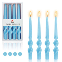 4pcs Tapered Candlesticks Spiral Taper Candle, 10 Inch Blue Candlestick Twisted Taper Candles for Dinner Table Decor Housewarming Gift Idea EasyOptionXY LLC