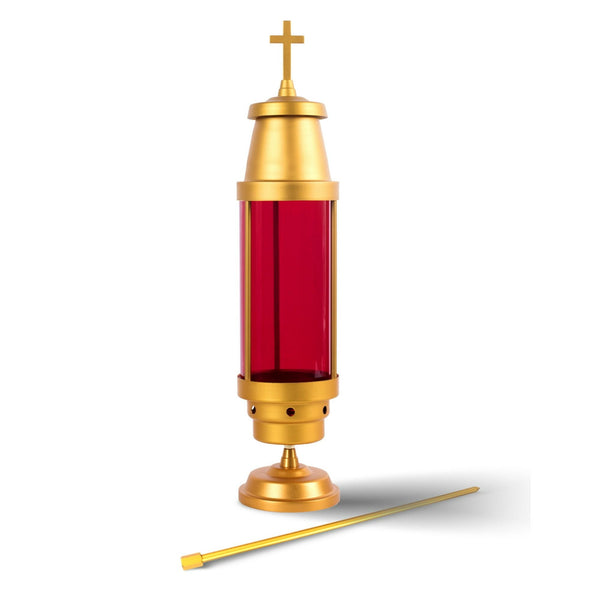 Latin Cross Cemetery Light,Grave candle,Cemetery candle,Cemetery decorations for grave,Grave decorations for cemetery,Cemetery Light Candle Holder, Mausoleum Candle Holder with Base EasyOptionXY LLC