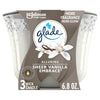 Glade Candle Alluring Sheer Vanilla Embrace Scent, 3-Wick, 6.8 oz (193 g), 1 Count, Fragrance Infused with Essential Oils, Notes of Vanilla Blossom, White Orchid, Sandalwood Scented Candles EasyOptionXY LLC