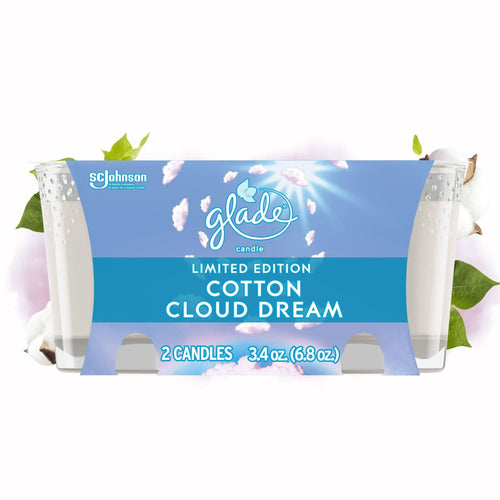 Glade Scented Candle Jar, Cotton Cloud Dream Scent, Infused with Essential Oils, Spring Limited Edition Fragrance, Positive Vibes Collection, 2 Candles, 3.4 Oz, 96 g each EasyOptionXY LLC
