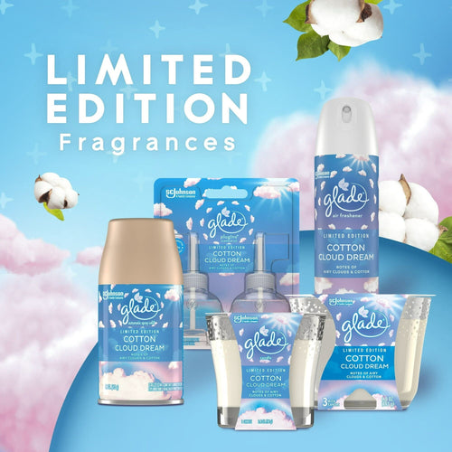 Glade Scented Candle Jar, Cotton Cloud Dream Scent, Infused with Essential Oils, Spring Limited Edition Fragrance, Positive Vibes Collection, 2 Candles, 3.4 Oz, 96 g each EasyOptionXY LLC