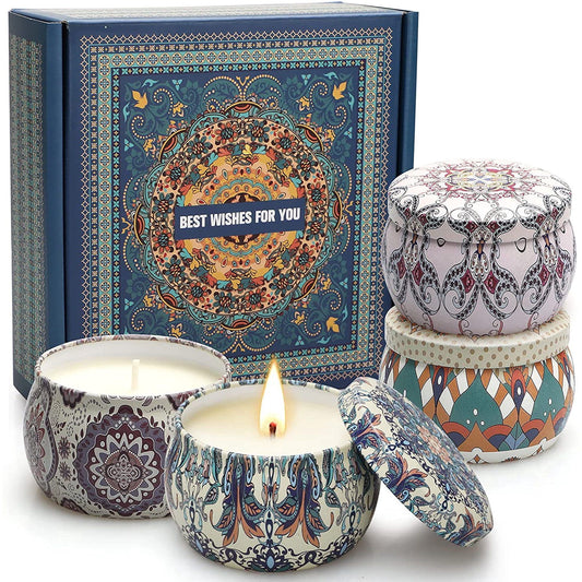 4 Pack Scented Candles, Candles for Home Scented, 120H Long Lasting Highly Scented, Soy Wax Candle, Aromatherapy Candles Gifts for Women, Christmas, Thanksgiving, Anniversary, Birthday EasyOptionXY LLC