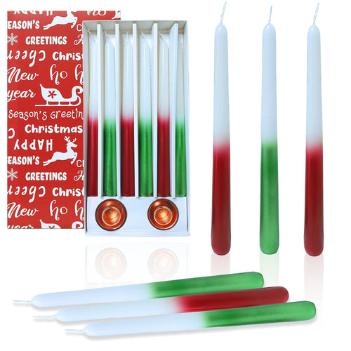 FCMSHAMD 8.46'' Red Green Taper Candles-Unscented(Pack of 2) EasyOptionXY LLC