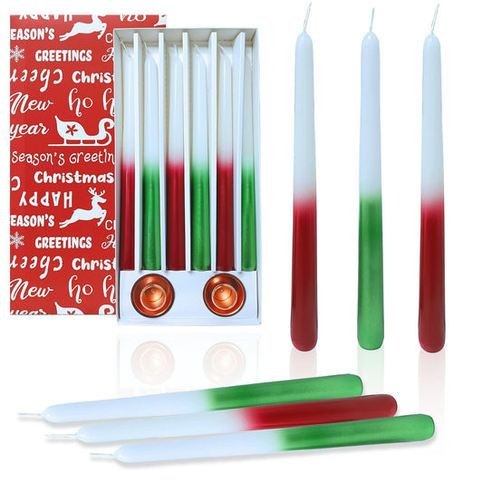 FCMSHAMD 8.46'' Red Green Taper Candles-Unscented(Pack of 2) EasyOptionXY LLC