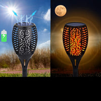 33/96 LED Solar Stainless Steel Torch Lamp For Yard Garden Pathway Doorway Courtyard