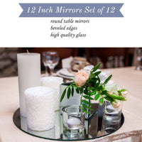 12 Inch Round Mirror Candle Plate with Round Edge set of 12 - Perfect for Table Wedding Centerpieces, Party Decor, Crafts EasyOptionXY LLC