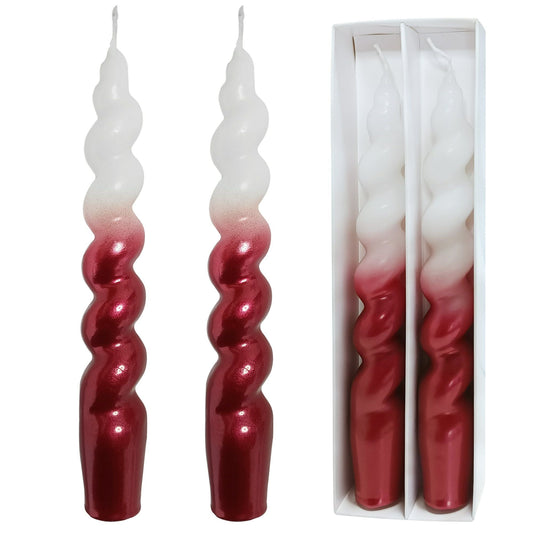 FCMSHAMD 7.3'' White Red Dripless Taper Candles(2 Pack) EasyOptionXY LLC