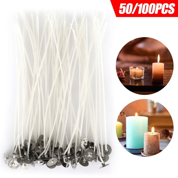 100Pcs 6in Natural Cotton Candle Wicks, TSV Pre-waxed Low Smoke Candle Wicks for Candles Making, Lead-free, Non-Toxic, Luminous, Long-lasting Storage Candle Wicks, Perfect for Home DIY Lovers EasyOptionXY LLC