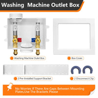 1/2" Push Fit Inlet, Washing Machine Outlet Box, with Stainless Water Hammer Arrestor Plumbingsell