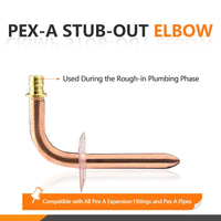 PEX A Expansion 1/2" 6" Copper Stub with Wall Flange Plumbingsell