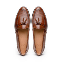 14-580-CGN FRANCO Teju Lizard Tassel Loafer, Cognac