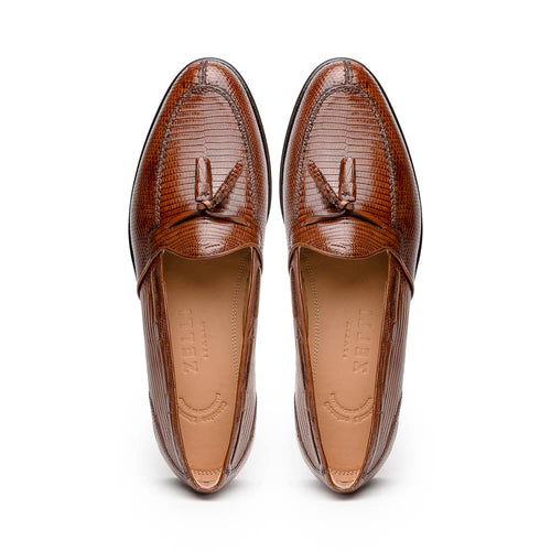 14-580-CGN FRANCO Teju Lizard Tassel Loafer, Cognac