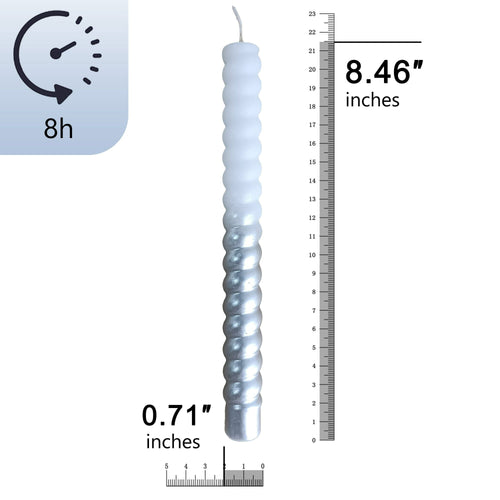 FCMSHAMD Silver Taper Candles- Dripless Spiral (2 Pack) EasyOptionXY LLC