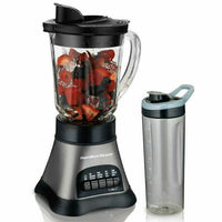 Hamilton Beach Wave Crusher Blender with 40 oz Glass Jar and Blend-in Travel Jar Black EasyOptionXY LLC