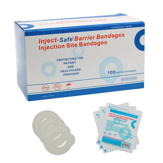 Inject-Safe White Film Foam Adhesive Barrier Strip Sterile 1-3/8 Inch Diameter Bandages