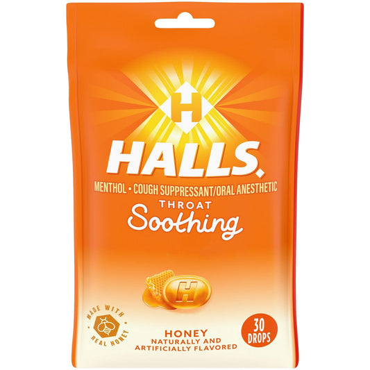 HALLS Throat Soothing Honey Cough Drops, 30 Drops EasyOptionXY LLC