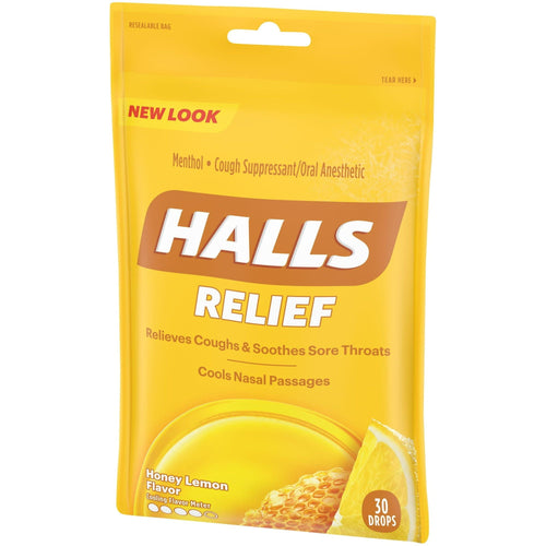 HALLS Relief Honey Lemon Cough Drops, 30 Drops EasyOptionXY LLC