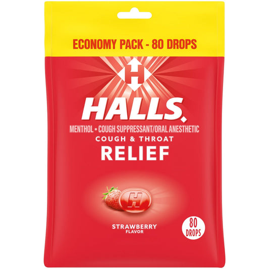 HALLS Relief Strawberry Cough Drops, Economy Pack, 80 Drops EasyOptionXY LLC